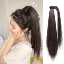 Horsetail Wig Woman Long Hair Magic Sticker Wig Pony Tail Mesh Red Super Light Unmarked Natural High Straight Hair Mattailed Braid