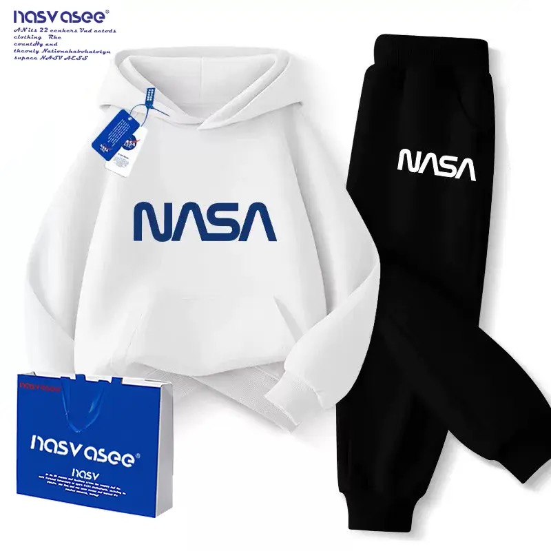 Детские осенне-зимние костюмы NASA, свитера с капюшоном для мальчиков и девочек, спортивные штаны, модные куртки в западном стиле