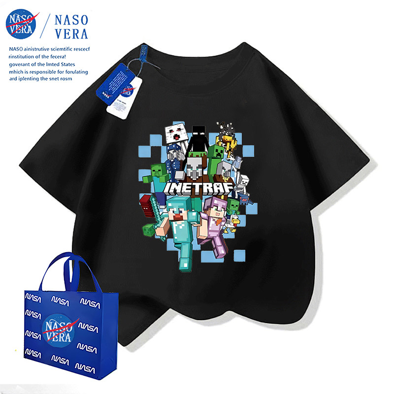 NASA Co-Branded My World Summer Kids Short-Sleeved T-shirt Fashion Handsome Boys Casual Sports Half Sleeve Tops — 24