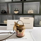 Гонконг Чали и Колср подлинный кожаный цвет цвет маленький мешок с цилиндром 2025 Новая модная рука