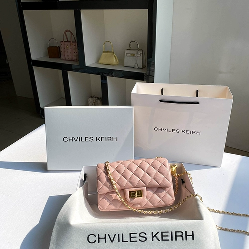 CHALIE&KOLSR Сиреневая цепь, сумка через плечо, из натуральной кожи, в стиле Шанель, на цепочке