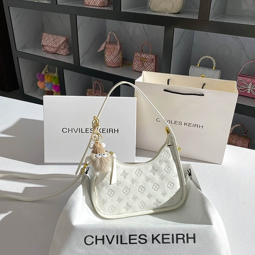 CHALIE&KOLSR Небольшая дизайнерская сумка подмышку, с вышивкой, осенняя, тренд сезона, премиум класс