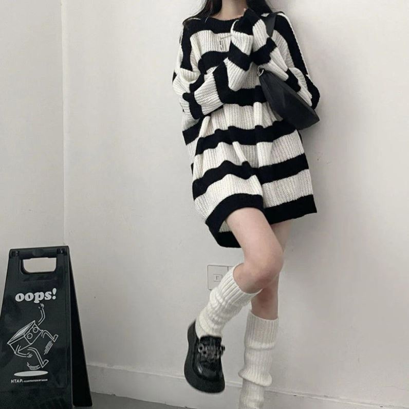 37.5-150kg Plus Size Early Autumn Summer Knit Top for Women, Lazy Style Korean Version, Mid-Length Sweater