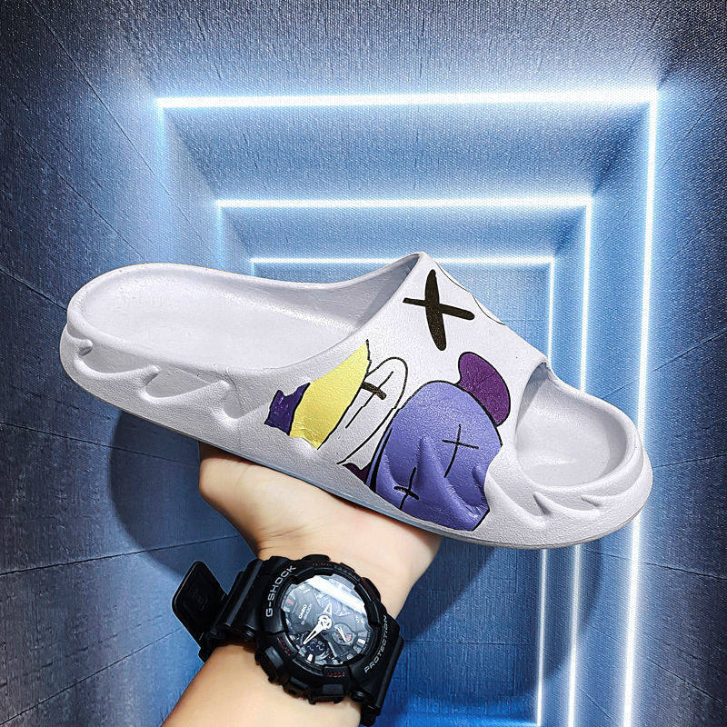 Slippers men's sesame street joint name stepping on the sense of thick bottom octopus net red hot slippers male summer outside wearing ins