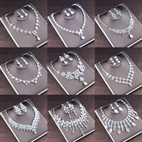 2025 New Bride Rhinestone Alloy Necklace Korean Wedding Hair Accessories Wedding Dress Accessories Necklace Earrings Two-piece Set
