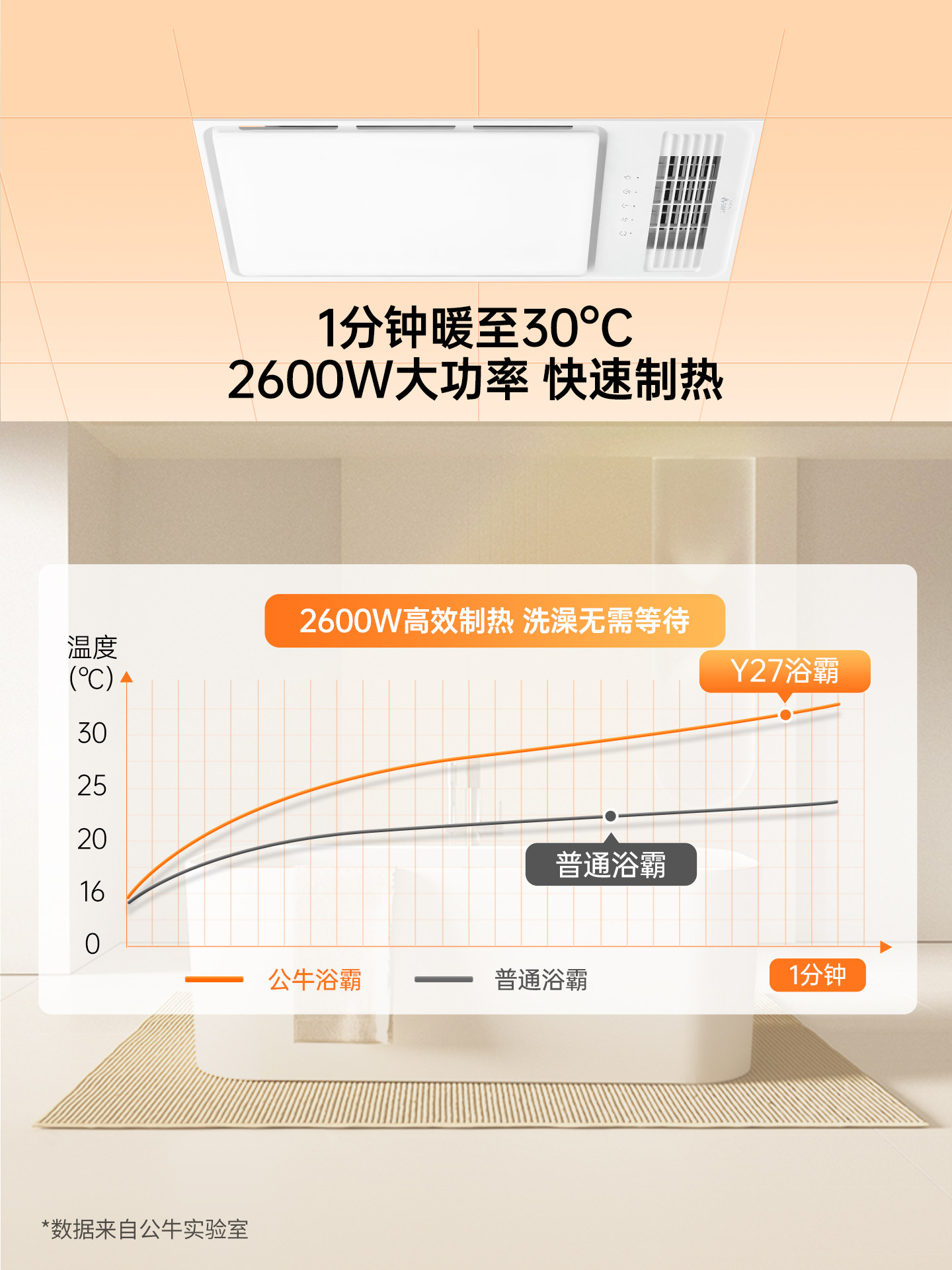 Bull Wireless Bathroom Heater, No Wiring Required, Integrated Lighting and Exhaust Fan, Wireless Remote Control, Integrated Ceiling Light for Bathroom