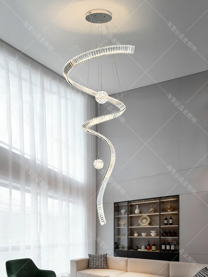 Villa Open-Air Living Room Duplex Building Large Chandelier Designer Light Luxury Art Staircase Grand Crystal Streamer Chandelier