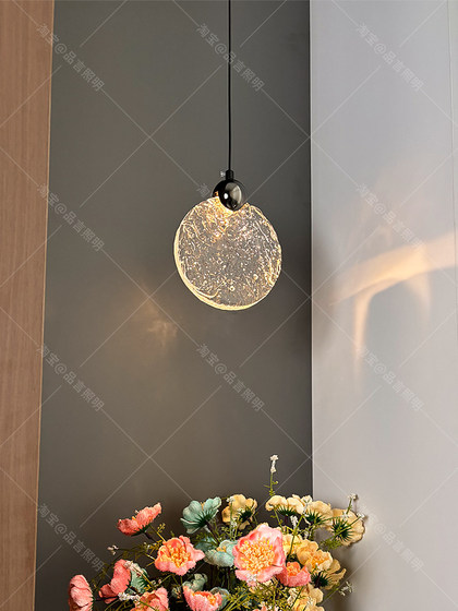 Italian Minimalist Bedroom Bedside Pendant Light, Simple and Luxurious Crystal Floating Ice Foyer Light, High-End Atmosphere Pendant Light