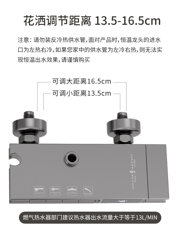 Термостатический набор 增压钢琴按键枪灰家用全铜智能恒温数显花洒套装卫生间沐浴淋浴器 JOMBRW