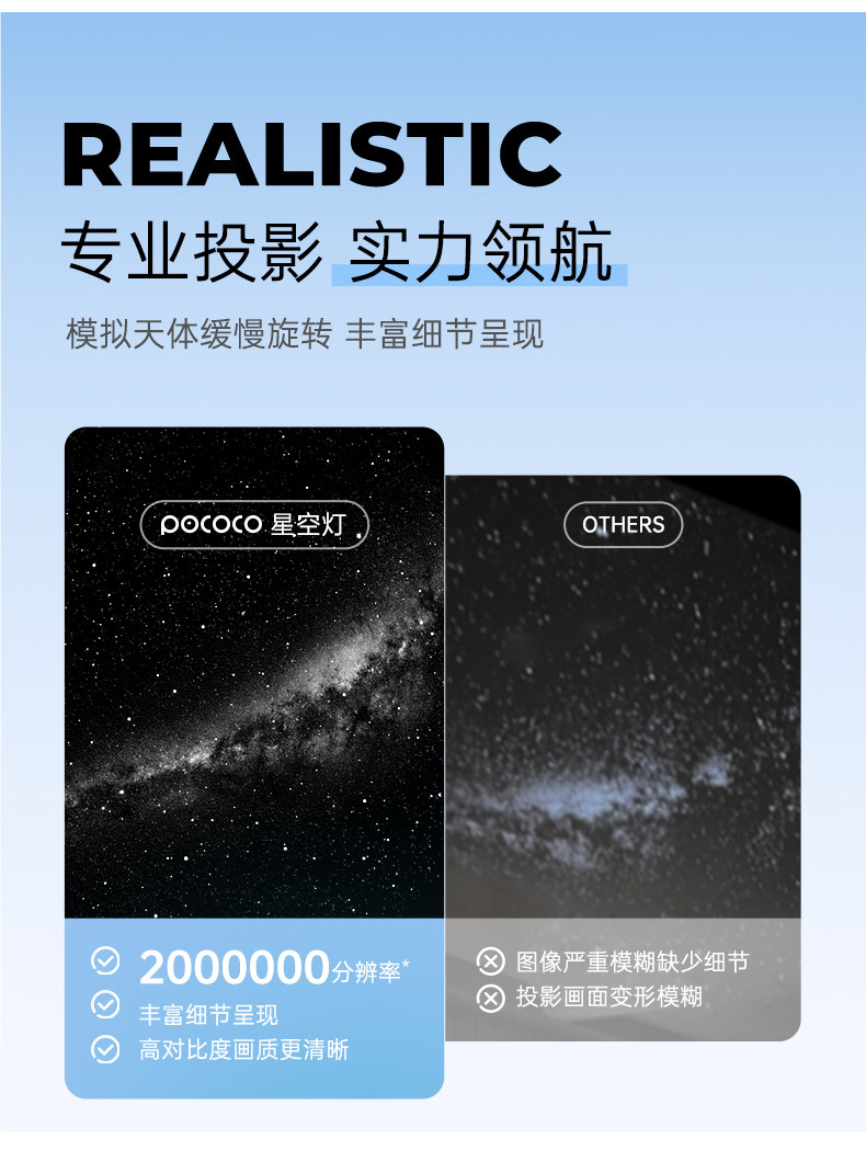 лампа pococo星空投影氛围灯投影仪满天星卧室星空顶送女友中秋生日礼物