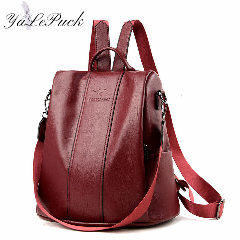 рюкзак anti-theft leather backpack women vintage shoulder bag ladie Other