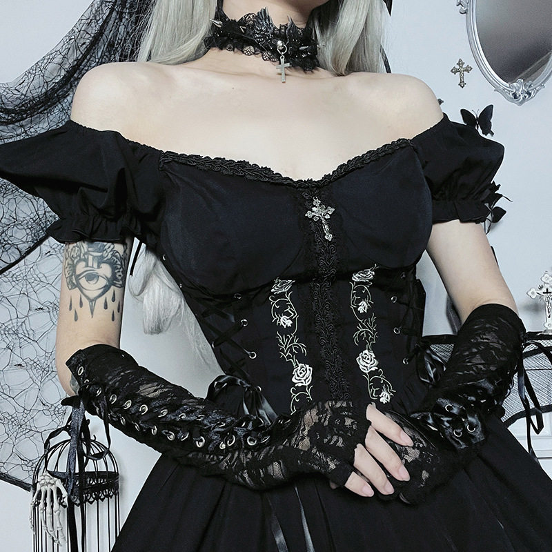 Altgoth Vintage Gothic Princess Dress Женщины Dark Harajuku La        