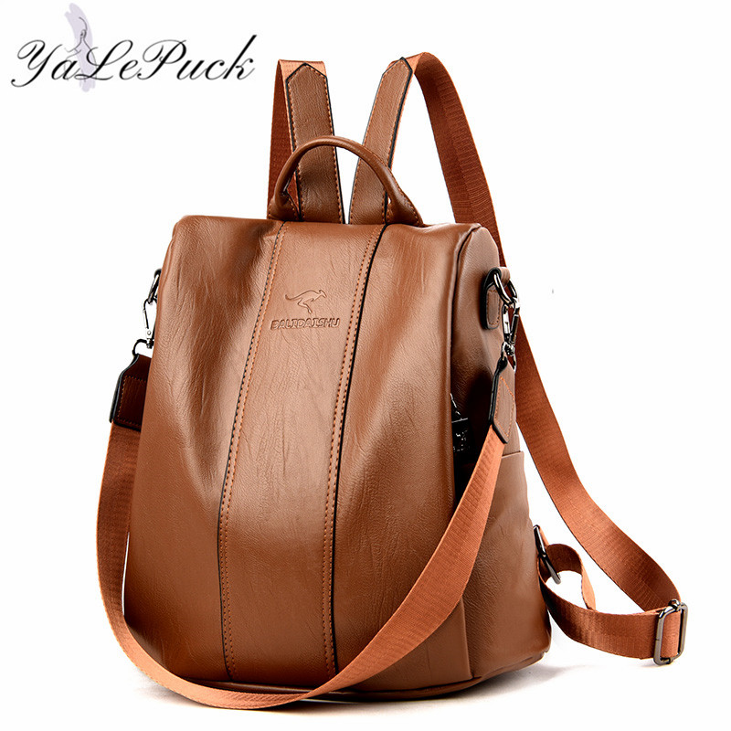 рюкзак anti-theft leather backpack women vintage shoulder bag ladie Other