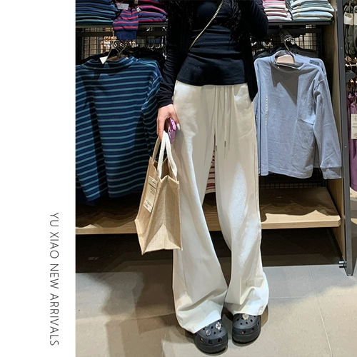 Белые спортивные летние штаны для отдыха, высокая талия, большой размер, свободный крой, для формы тела «груша»