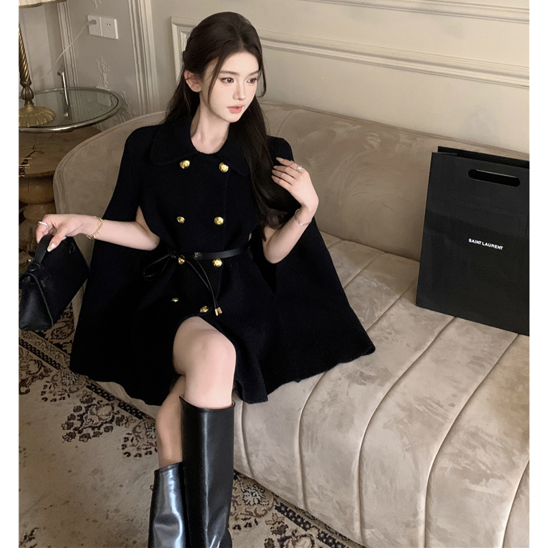 Cool and Elegant Rich Girl Wears Woolen Coat, Autumn and Winter 2025 New Style, High-End and Super Pretty, Internet Celebrity Cape Coat