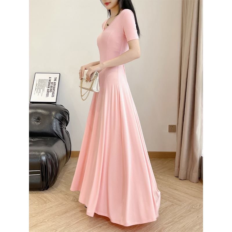 Pink Dress for Women, Summer 2026 New Model, Modal, Tall, High-End, Floor-Length, Ankle-Length, Extra-Long Style