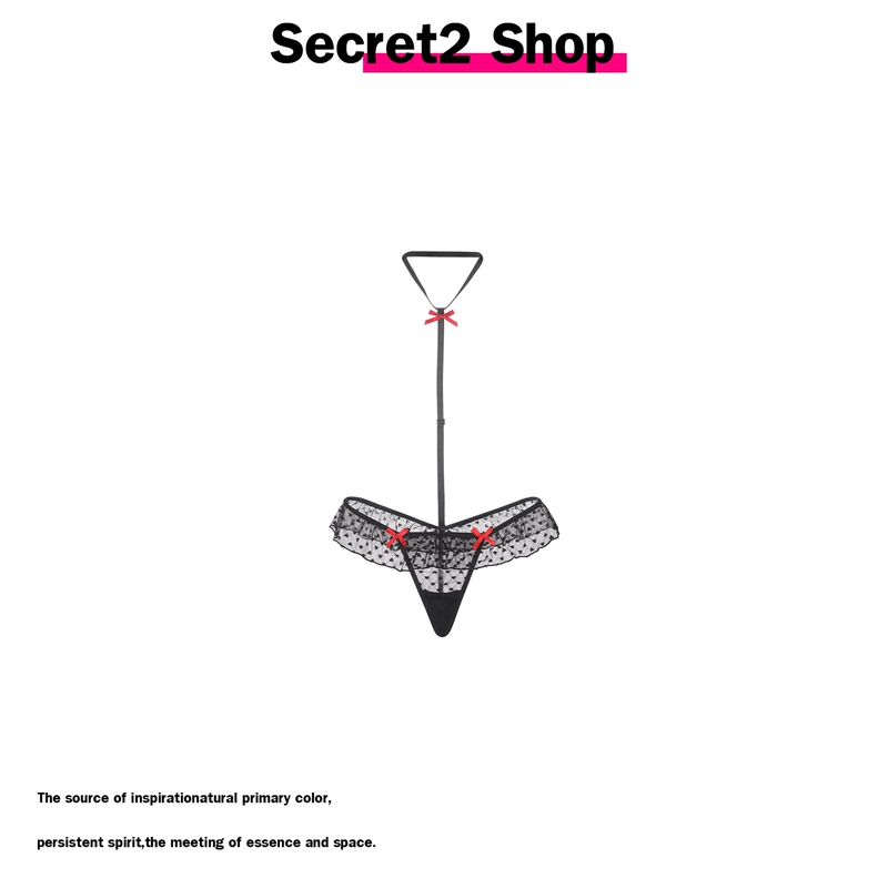 Secret2 Shop Pure Desire Sexy Hot Girl Bowknot Polka Dot Tempting Halter Neck Thong Panties for Women