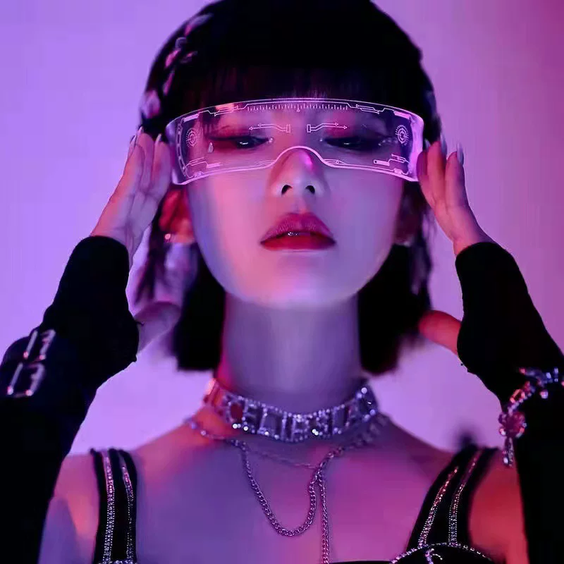 Amazon LED Lighting Glasses Tide Future Technology Vibration Douyin Same Bar Jumping Black Black Blast