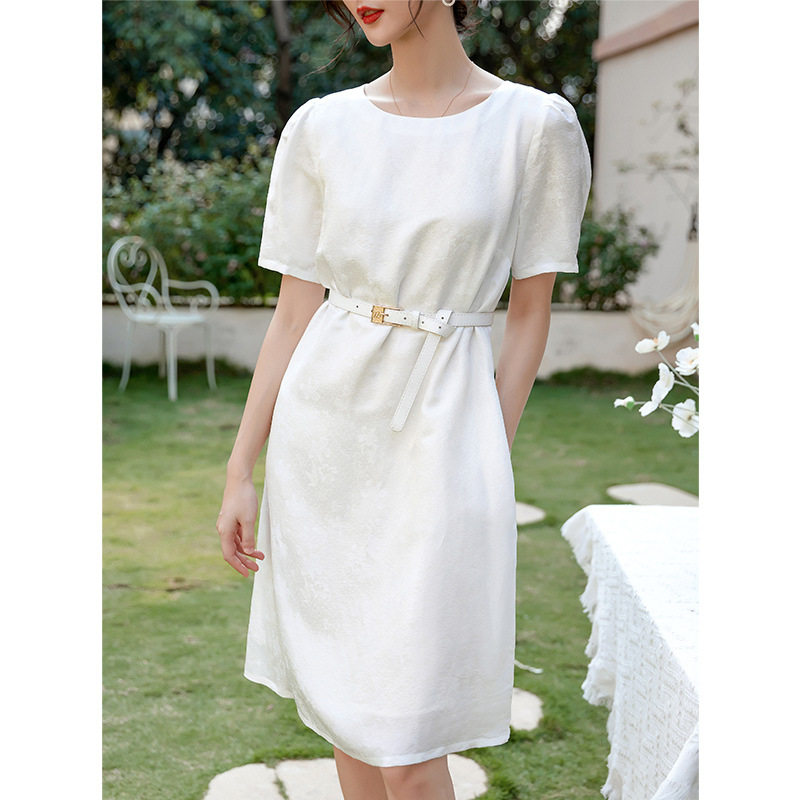 Maje mantas series French jacquard silk dress narrow waist temperament high-quality mid-length skirt small
