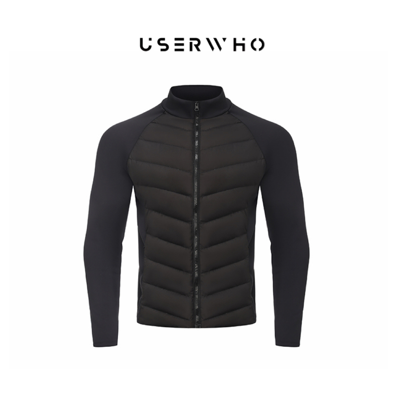 Userwho Young Tiger Winter New Style Warm Stand Collar Patchwork Windproof down Jacket Comfortable for Outdoor Activities