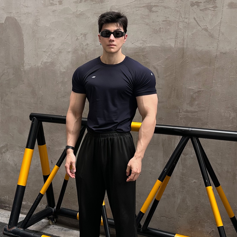 Userwho Young Tiger Summer New Style Cool Mesh Breathable Small Neckline Slim Fit Quick-Drying Short-Sleeve T-Shirt