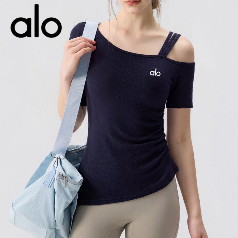 Aio Yoga Wear for Women, New Style, One-Shoulder Neckline, Quick-Drying, Slim-Fitting, Short-Sleeved Running Sports Pilates Fitness Top Aio Yoga Wear for Women, New Style, One-Shoulder Neckline, Quick-Drying, Slim-Fitting, Short-Sleeved Running Sports Pilates Fitness Top