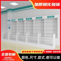 Wood Drugstore Shelves Western Medicine Large Pharmacy Glass Floor Display Cabinet Pesticide Counter Clinic Sanitary Room Medicine Exhibition Cabinet