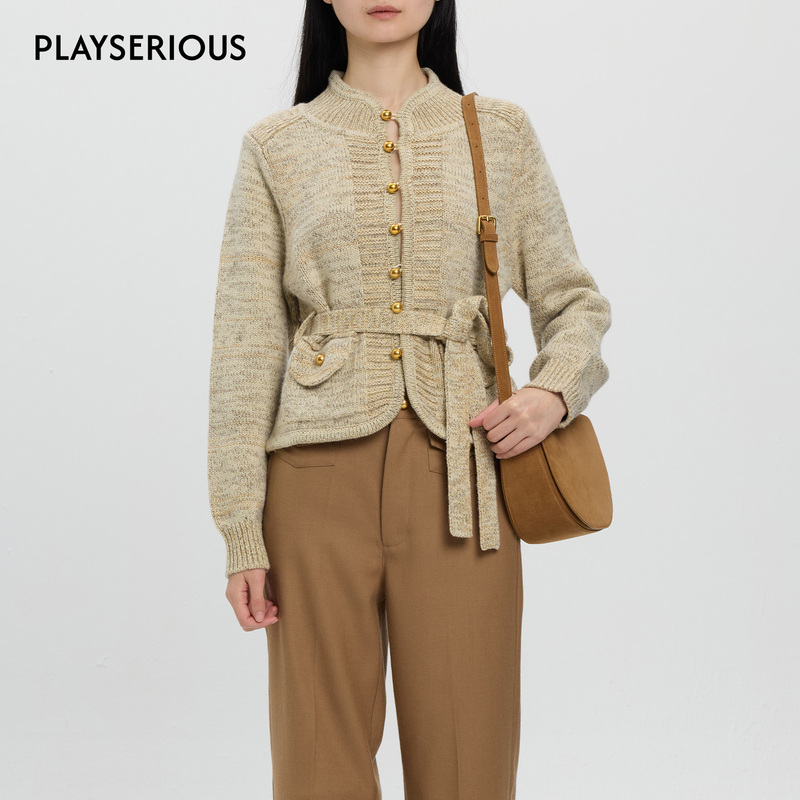 Xu Zhi 2026 Early Autumn New Metallic Luster Silk Wool Knitted Jacket Women's Retro Style Knitted Cardigan Xu Zhi 2026 Early Autumn New Metallic Luster Silk Wool Knitted Jacket Women's Retro Style Knitted Cardigan