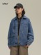 XAKA美式复古水洗做旧牛仔夹克男2025新款高级感多口袋情侣外套潮