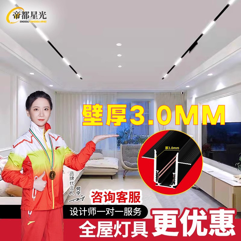 磁気トラックライト埋め込み式、隠し式、メインライト不要、リビングルーム照明、家庭用表面実装スポットライト、寝室通路用リニアライト