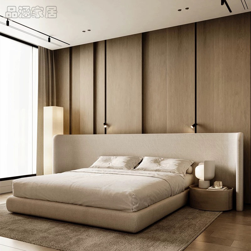 Italian Minimalist Wide-Screen Fabric Bed, Simple Master Bedroom Double Bed, 1.68m Large Bed, Villa Wedding Bed Italian Minimalist Wide-Screen Fabric Bed, Simple Master Bedroom Double Bed, 1.68m Large Bed, Villa Wedding Bed