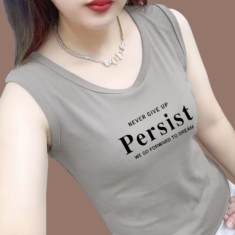 2026 New Style Camisole Versatile Summer Slim Fit Outerwear Sleeveless Color-Block Letter Top Plus Size Women's Clothing