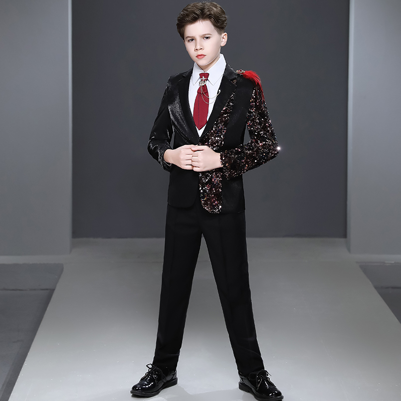 Boy's dress suit British wind T-table models walkout show suit for young host piano children's suit
