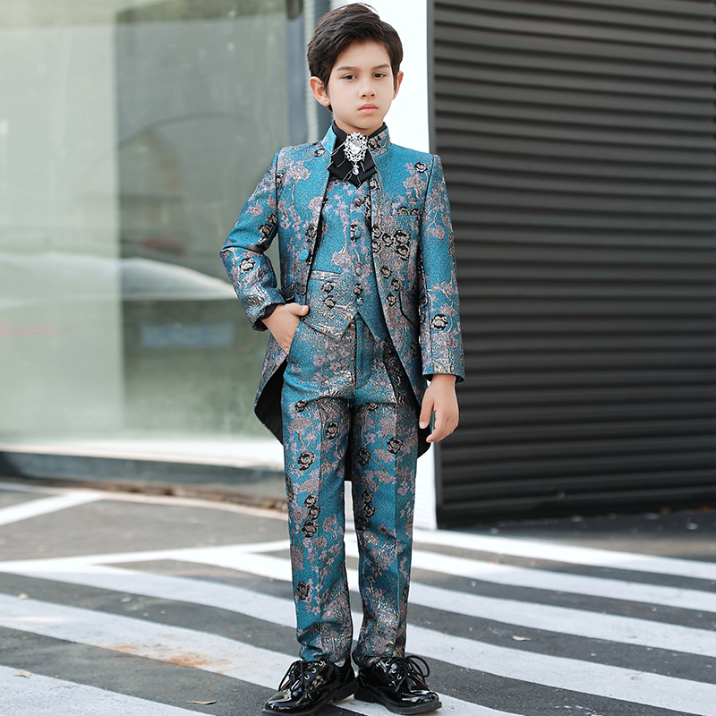 Children's gown boy's tuxedo suit Playboy piano cast out of the suit CUHK Scout show Little West suit Spring-Taobao