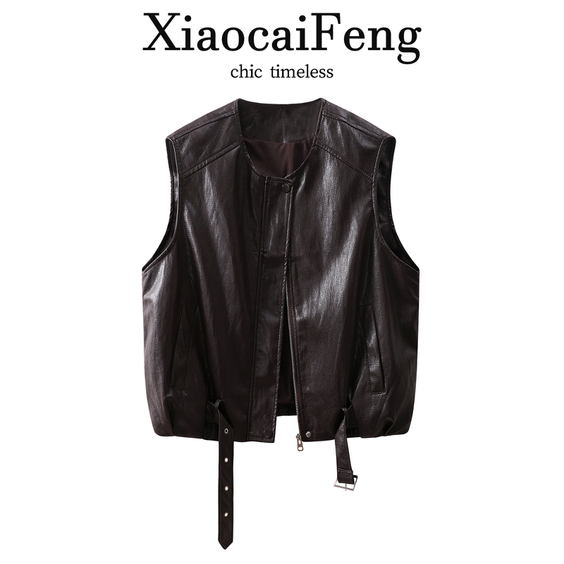 Motorcycle Style Black Leather Vest Jacket for Women, Autumn 2026, Loose Cool Style, Sleeveless Zip-Up Pu Leather Jacket Top Motorcycle Style Black Leather Vest Jacket for Women, Autumn 2026, Loose Cool Style, Sleeveless Zip-Up Pu Leather Jacket Top