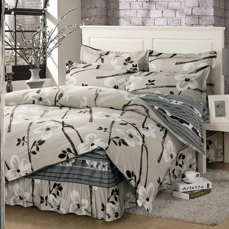 Advanced four-piece cotton bed skirt cotton bed skirt four-piece set of pure cotton Korean version 1 2m1 5m1 8m2 m quilt cover
