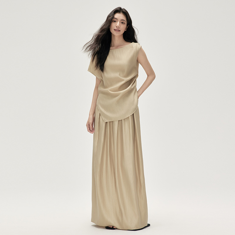Dongaction Elegant Pearl Gold Lazy Style French Irregular Sleeveless Elegant and Appropriate Suit