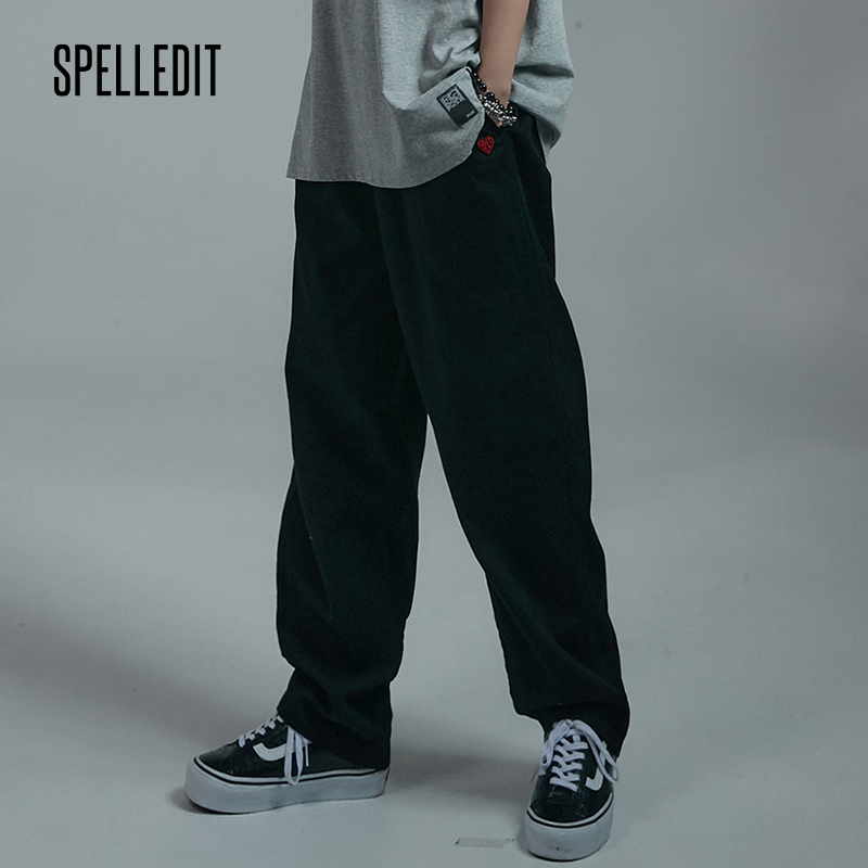 SPELLEDIT spring and summer wide-leg trousers classic loose large size solid color women's cotton simple vertical straight-leg trousers