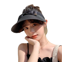 Empty top hat for women summer sun protection face-covering sun hat Korean version all-match bow straw hat travel style peaked cap