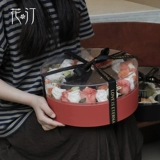 花汀 Новая высококачественная прозрачная круглая подарочная коробка с цветами и фруктами, рождественская мирная фруктовая акриловая оконная цветочная коробка, пустая коробка