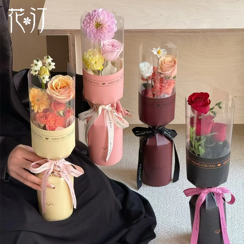 Одиночная формовочная деталь «все в одном», упаковочная бумага для букета, прозрачная водонепроницаемая цветочная упаковка для цветов, цветочный материал