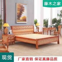 Real rattan bed 1 8M rattan single and double bed rattan bed 1.5 meters tall rattan bed Indonesian plant rattan bed 8511