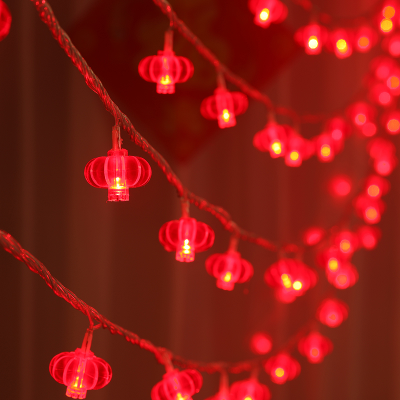 2023 Year of the Rabbit Red Lantern Spring Festival led small colored lights flashing lights string lights full of stars New Year decoration home Chinese knot
