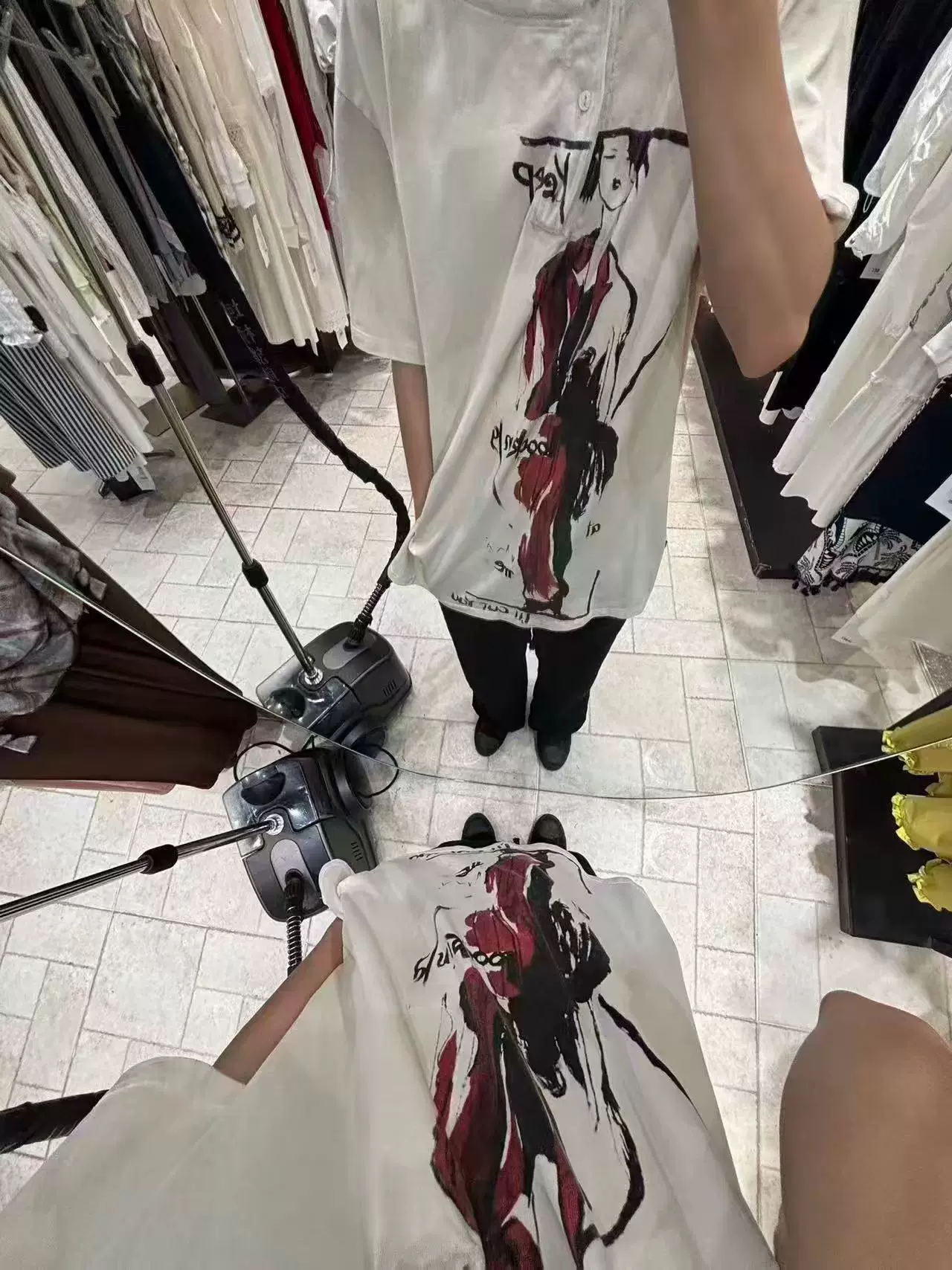 Стиль Йодзи Ямамото 17SS независимый Асукара Юка ручная роспись принта Henry воротник короткие рукава внутри футболка