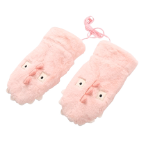 Winter childrens gloves cute cartoon Korean version boys and girls childrens velvet thickened mittens halter neck warm gloves