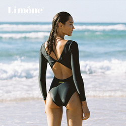 Limone's new long-sleeved fashion design one-piece surf swimsuit for women with sun protection and sexy Sanya hot spring vacation swimming