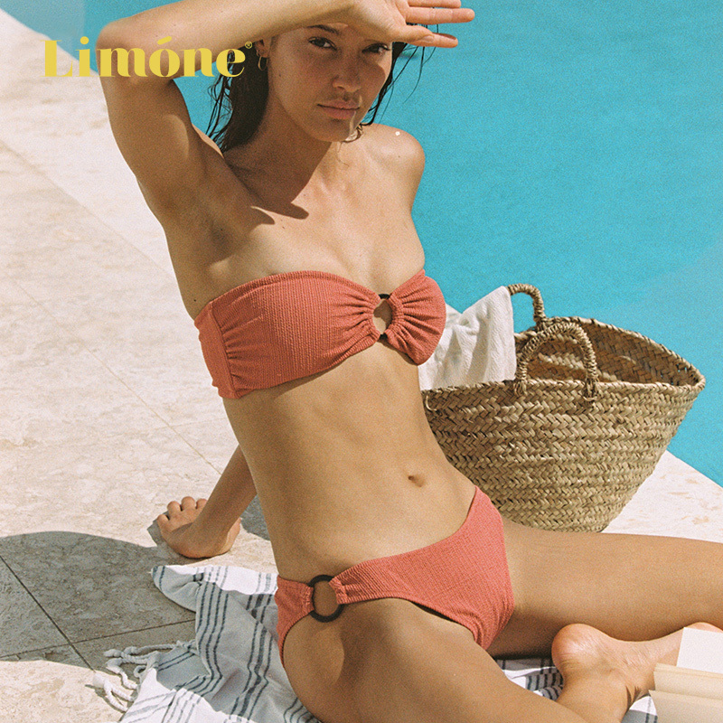 Limone Two-Piece Swimsuit for Women, Bandeau Bikini Set, Vacation Style, European and American Style, Stunning Vacation Swimwear for Women Limone Two-Piece Swimsuit for Women, Bandeau Bikini Set, Vacation Style, European and American Style, Stunning Vacation Swimwear for Women