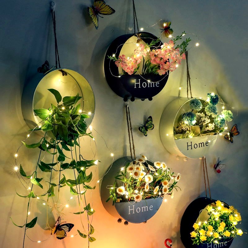 Nordic Creative Decoration Wall Decoration Flower Basket Dining Room Bedroom Room Head Background Wall Decoration Wall Hanging