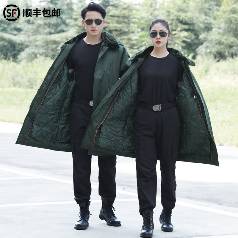 Military Cotton Great Coat Men's Thickening Long Version Northeast Security Refrigeration Depot Winter Cotton Coat Women Labor heavy anti-winter clothing