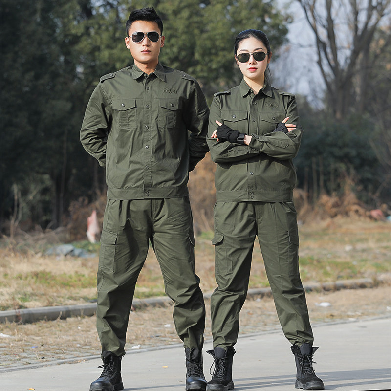 Spring and Autumn Season Army Green New Casual Camouflak Suit for men and women Overalls wear wear and wear resistant Laurao Work clothes for women
